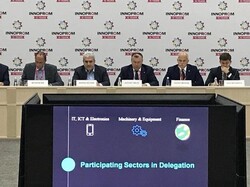 The vice president for science and technology Sourena Sattari (2nd from left) attends the International Industrial Trade Fair (INNOPROM 2019), which is held from July 9 to 14 in Yekaterinburg