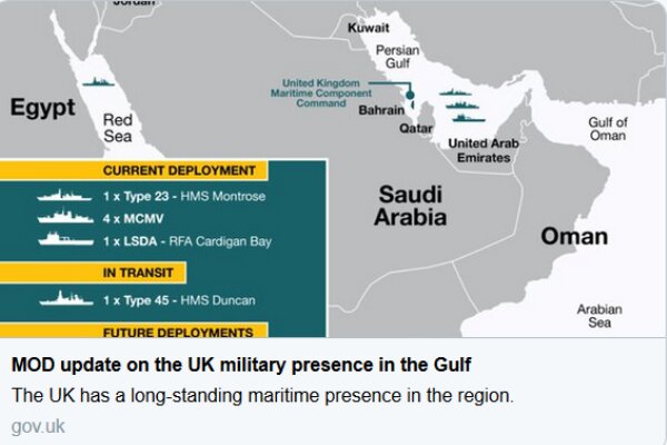 توضیح سفارت انگلیس درباره تغییر آرایش نظامی در خلیج فارس