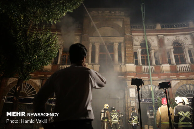 Fire burns down parts of historic buildings of Hassanabad Square in Tehran