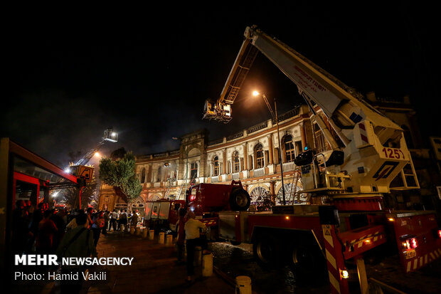 Fire burns down parts of historic buildings of Hassanabad Square in Tehran