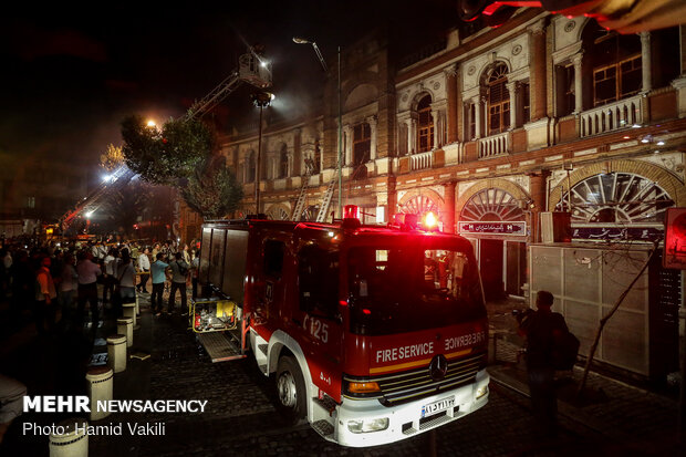 Fire burns down parts of historic buildings of Hassanabad Square in Tehran