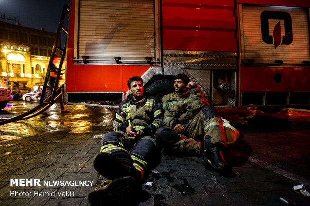 Fire burns down parts of historic buildings of Hassanabad Square in Tehran