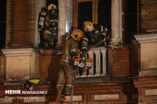 Fire burns down parts of historic buildings of Hassanabad Square in Tehran