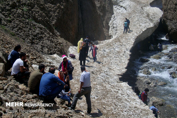 Azna snowy tunnel in Lorestan province