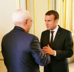 Mohammad Javad Zarif and French President Emmanuel Macron