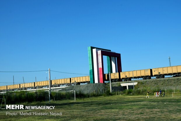 Playing football at border with Azerbaijan