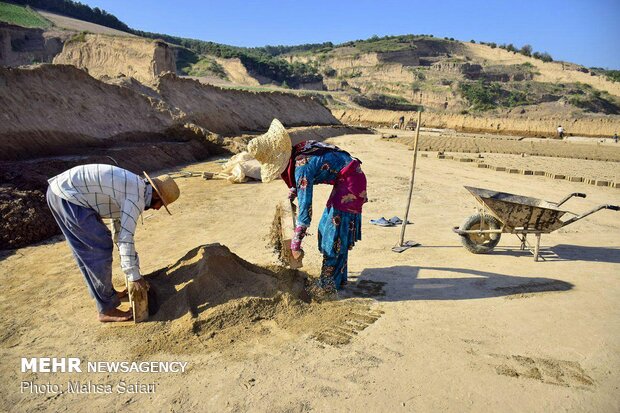Gülistan'da mevsimlik tuğla işçileri