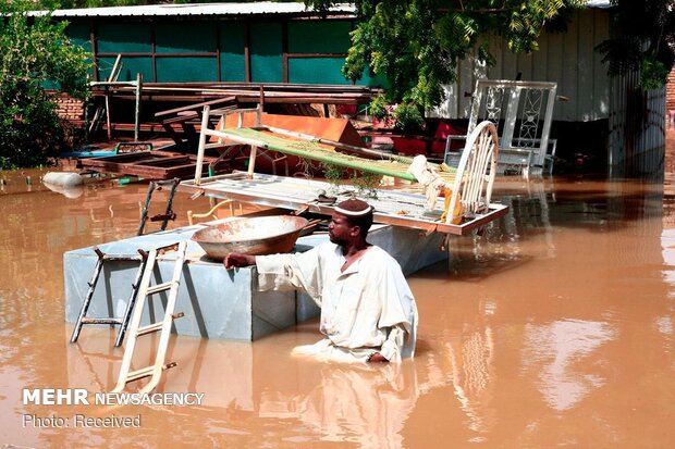 سیل در حاشیه رود نیل در سودان‎