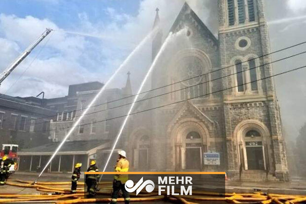 VIDEO: Massive church fire in US