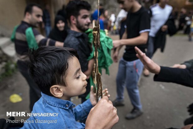 Traditional Muharram mourning ceremony "Alam Bandan" in Masuleh