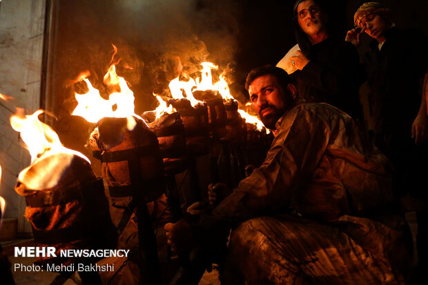 Iraqis residing in Qom hold torch carrying rituals