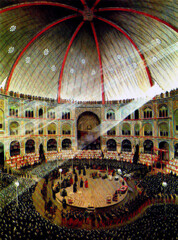 Painting by Mohammad Ghaffari, better known as Kamal-ol-Molk (1848-1940), shows a view of Tekyeh Dowlat (“State Theater”) in downtown Tehran.