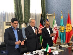 Iranian tourism minister Ali-Asghar Mounesan ©and his colleagues clap during the third meeting of ECO tourism ministers, which was held in Tajikistan on October 3 and 4, 2019.