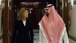 Mohammed bin Salman (R) and Norah O’Donnell  