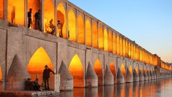 A view of the historical Allahverdi Khan Bridge in Isfahan, central Iran. Popularly known as Si-o-se pol, the monument is a stone double-deck arch bridge with approximately 300 meters in length.