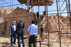 East Azarbaijan province’s tourism chief Morteza Abdar (L) visits the ruins of Rab’-e Rashidi inspecting the third archaeological season of the 14th-century educational complex in Tabriz, northwest Iran.
