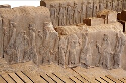 A view of the Apadana Staircase in the UNESCO-registered Persepolis, southern Iran.