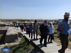 Foreign travelers visit the ruins of Hasanlu, a millennia-old archaeological site in northwest Iran.