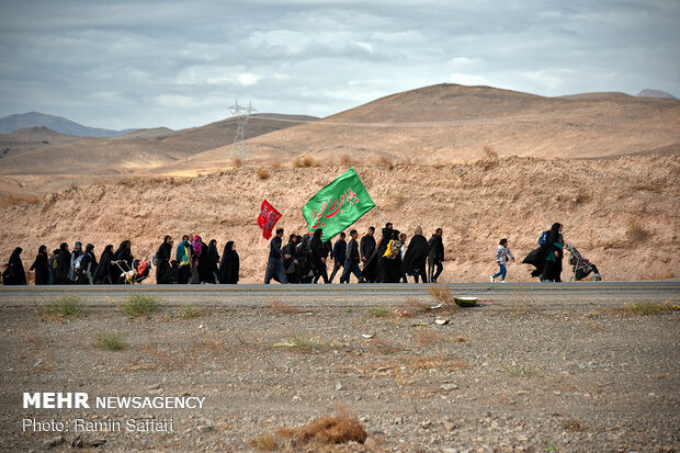 Pilgrims marching to holy shrine of Imam Reza in Mashhad