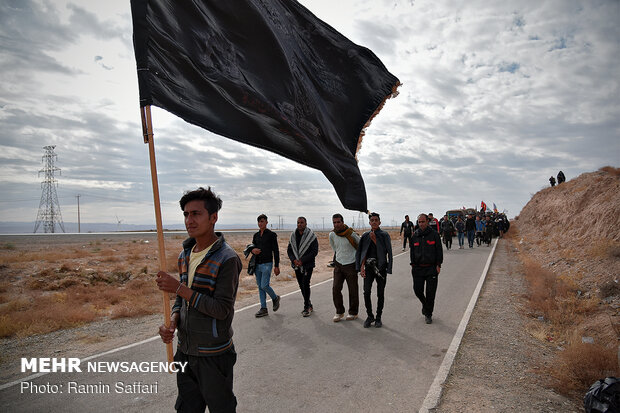 Pilgrims marching to holy shrine of Imam Reza in Mashhad