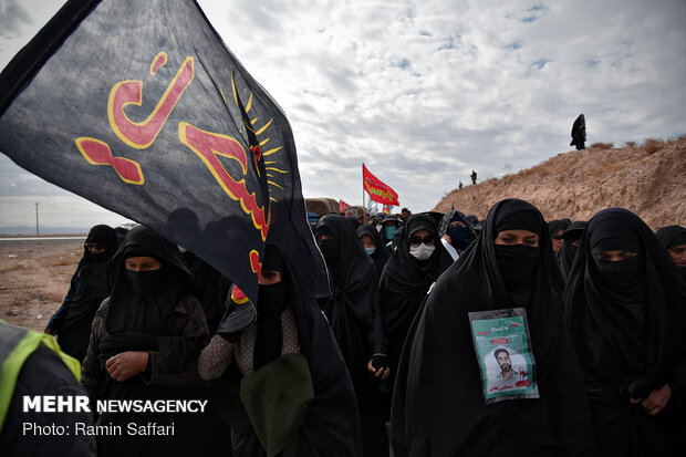 Pilgrims marching to holy shrine of Imam Reza in Mashhad