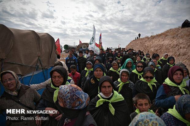 Pilgrims marching to holy shrine of Imam Reza in Mashhad