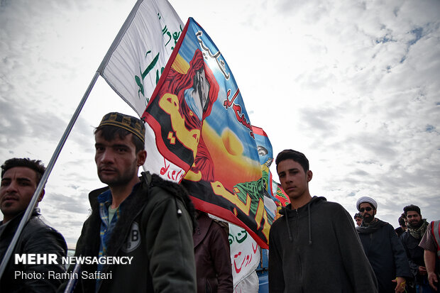 Pilgrims marching to holy shrine of Imam Reza in Mashhad