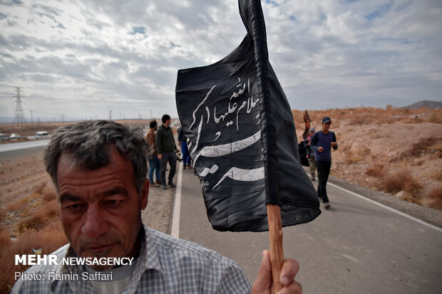 Pilgrims marching to holy shrine of Imam Reza in Mashhad