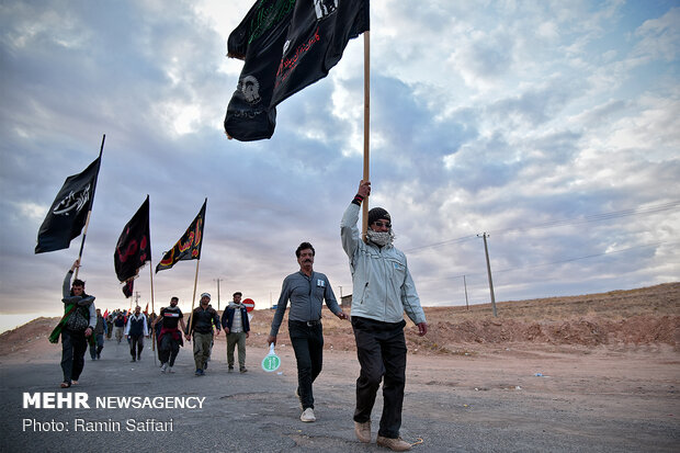 Pilgrims marching to holy shrine of Imam Reza in Mashhad