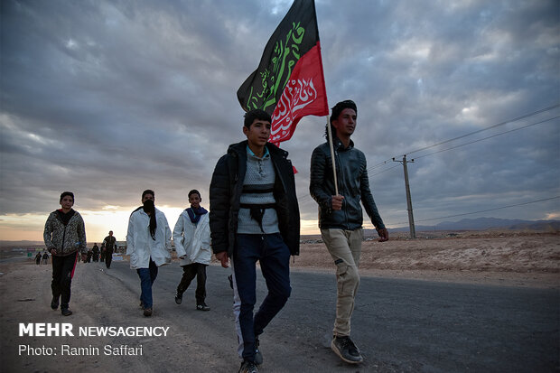 Pilgrims marching to holy shrine of Imam Reza in Mashhad