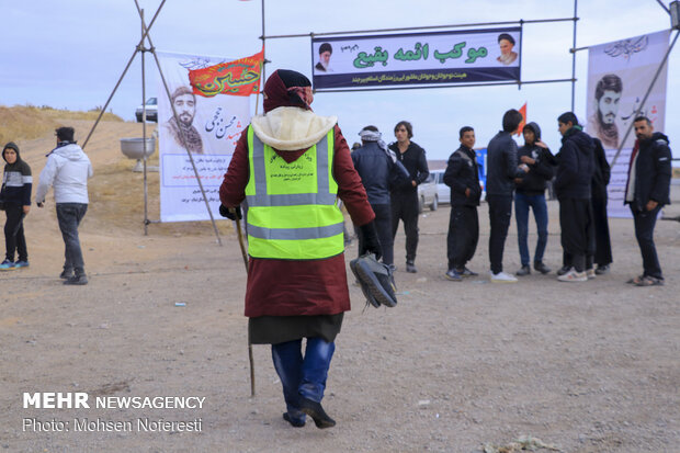 Pilgrims trekking towards holy shrine of Imam Reza (PBUH)