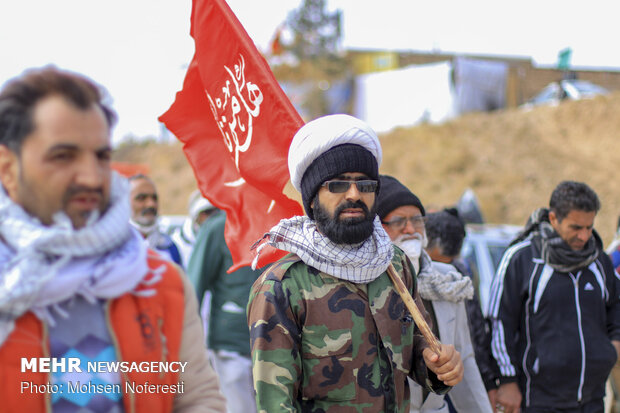 Pilgrims trekking towards holy shrine of Imam Reza (PBUH)