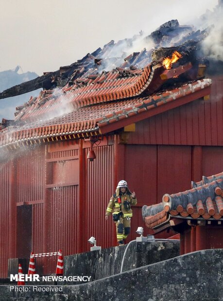 آتش سوزی در قلعه تاریخی ژاپن‎