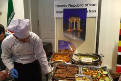  Iran’s stall offers visitors traditional Persian dishes at a one-day charity exhibit in Ljubljana, the capital of Slovenia.