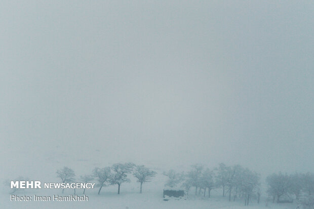 Magnificent wintry view of Silvar village in Hamedan