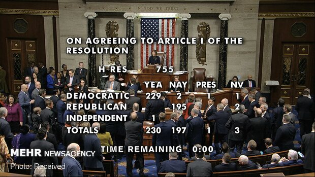 تصویب استیضاح ترامپ در مجلس نمایندگان آمریکا‎