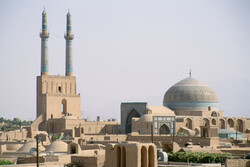  A view of the 12th-century Jameh Mosque of Yazd (Masjid-e-Jameh Yazd) in central Iran.