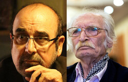 Combination photo of writers Ebrahim Hassanbeigi and Mahmud Dowlatabadi.