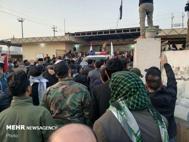 Funeral procession of Lt. Gen. Soleimani, Al-Mohandes in Kazemein 
