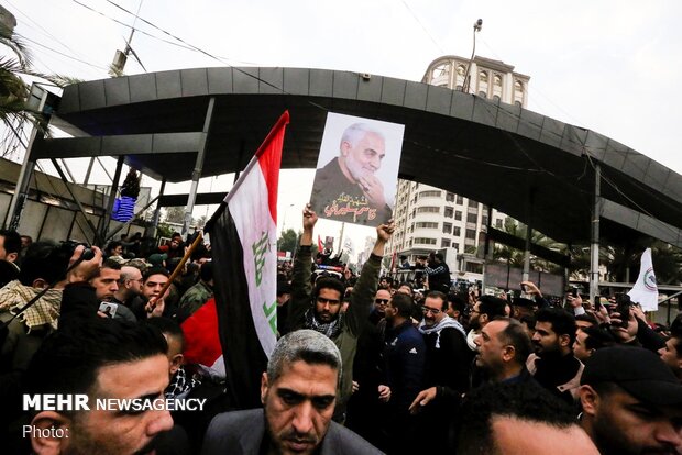 Funeral procession of Lt. Gen. Soleimani, Al-Mohandes in Kazemein 