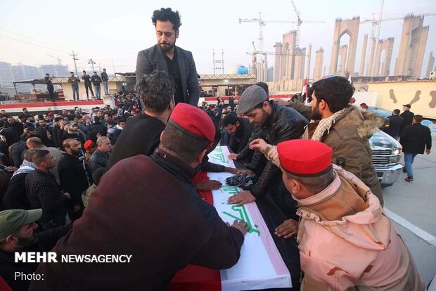 Funeral procession of Lt. Gen. Soleimani, Al-Mohandes in Kazemein 