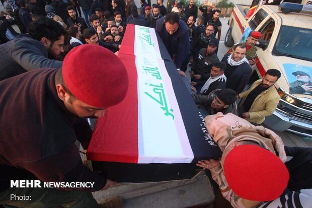 Funeral procession of Lt. Gen. Soleimani, Al-Mohandes in Kazemein 