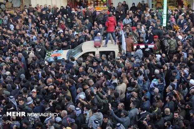 Funeral procession of Lt. Gen. Soleimani, Al-Mohandes in Kazemein 