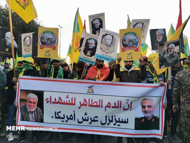 Funeral procession of Lt. Gen. Soleimani, Al-Mohandes in Kazemein 