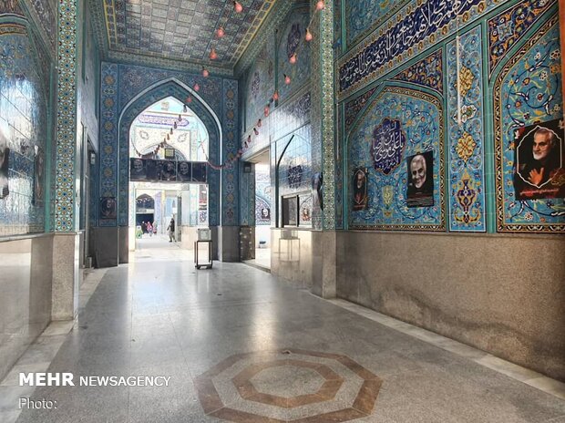 Hazrat Zeinab (PBUH) holy shrine adorned with pictures of martyr Soleimani