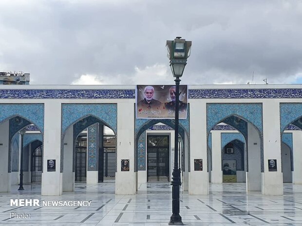 Hazrat Zeinab (PBUH) holy shrine adorned with pictures of martyr Soleimani