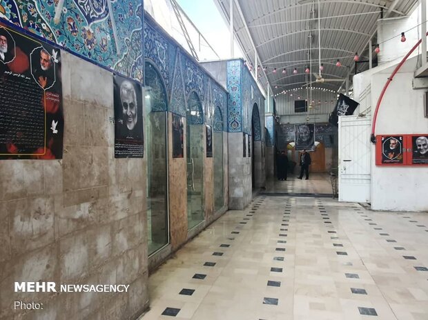 Hazrat Zeinab (PBUH) holy shrine adorned with pictures of martyr Soleimani