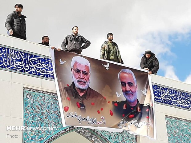 Hazrat Zeinab (PBUH) holy shrine adorned with pictures of martyr Soleimani