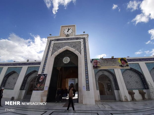 Hazrat Zeinab (PBUH) holy shrine adorned with pictures of martyr Soleimani