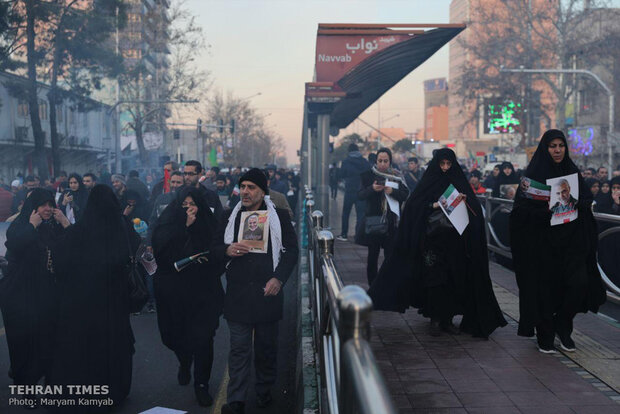 Packed crowds attend funeral procession of top military commander Qasem Soleimani in Tehran 